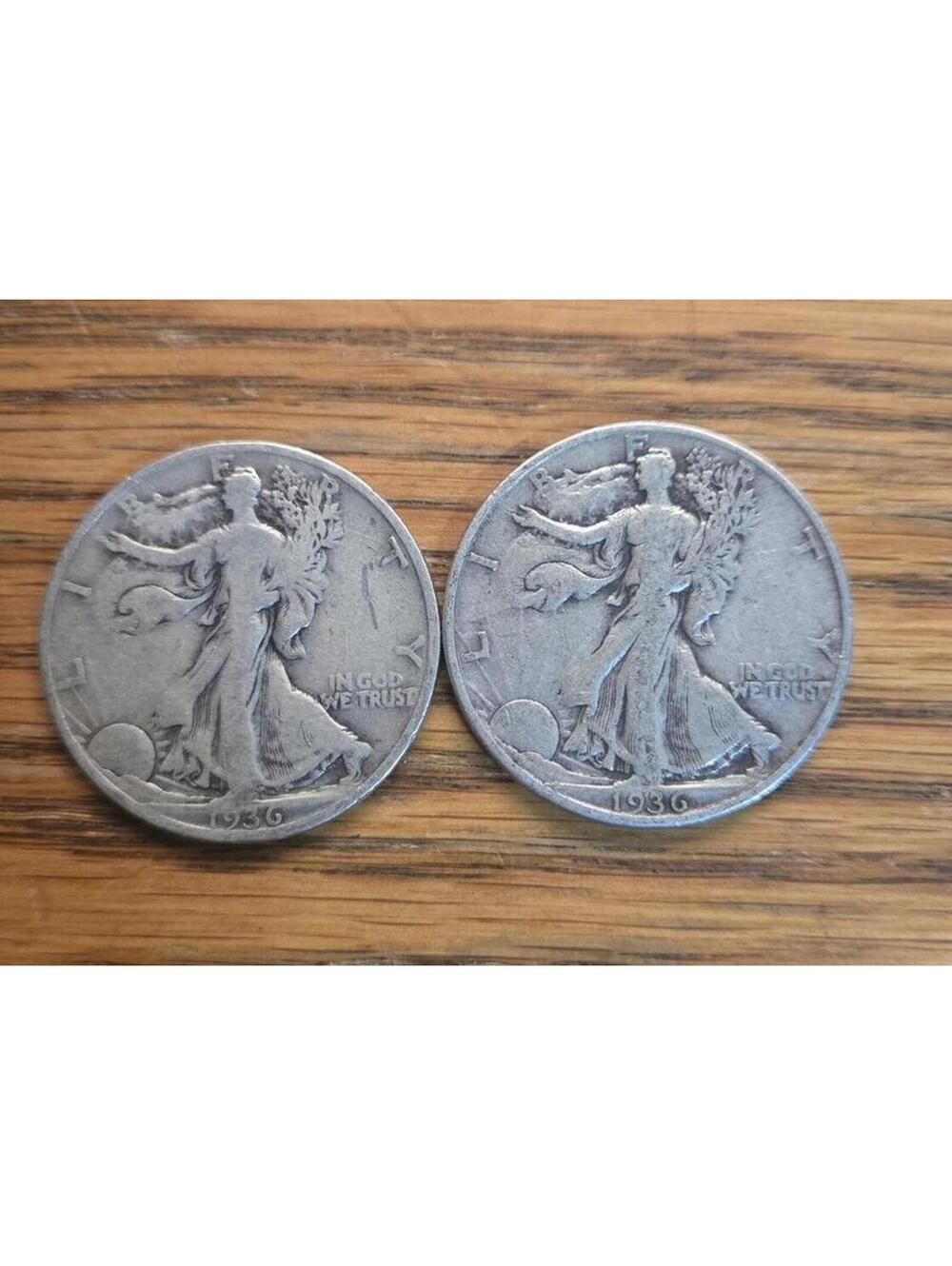 1936 and 1936-D Walking Liberty Half Dollar Silver Coins